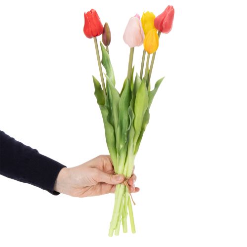 položky Kytice umělých tulipánů, barevná, realistická dekorace, vysoká kvalita pro domácnost, 43 cm, 7 kusů