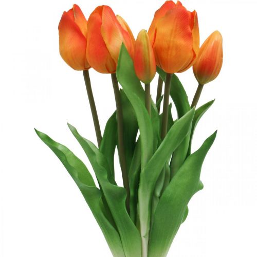 Floristik24 Umělý tulipán oranžová kytice umělých květin 38cm 7ks