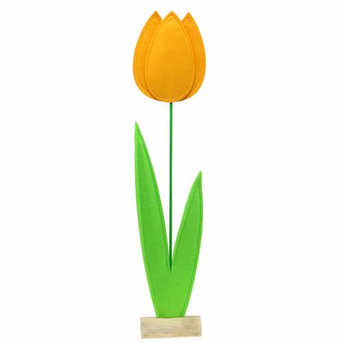 Floristik24 Plstěná květina tulipán žlutá letní dekorace V88cm
