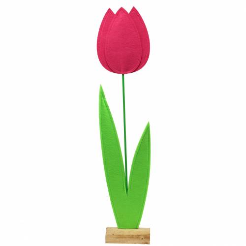 Floristik24 Gigantický plstěný květ tulipán zelený, růžový 19,5cm x 24cm H88cm dekorace do výlohy