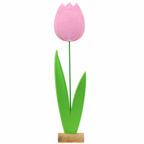 Floristik24 Plstěná květina tulipán růžová dekorace do výlohy V88cm