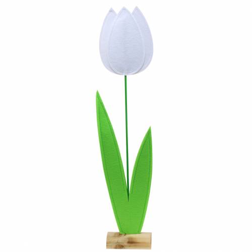 Floristik24 Plstěný květ tulipán bílý V88cm