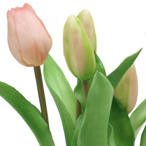 položky Tulipán růžový, zelený v květináči Umělá hrnková rostlina dekorativní tulipán V23cm