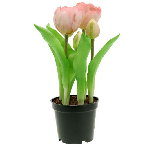 Floristik24 Umělé květiny v květináči Umělé tulipány Růžově žluté 22,5 cm
