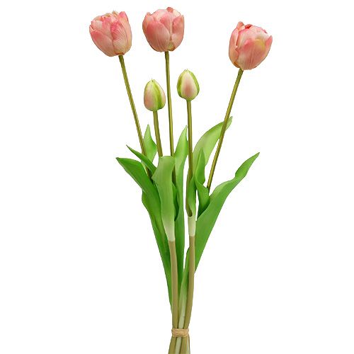 Floristik24 Tulipánová kytice růžová Real-Touch L43,5cm 5ks