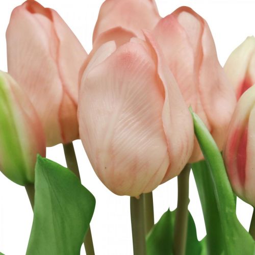 položky Umělé tulipány Real-Touch broskvově růžové 38cm svazek 7 ks