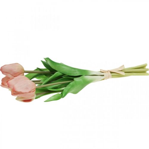 položky Umělé tulipány Real-Touch broskvově růžové 38cm svazek 7 ks