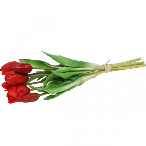 Floristik24 Tulipán červená umělá květina tulipánová dekorace Real Touch 38cm svazek 7 kusů