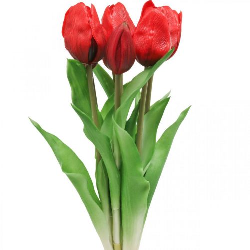 Floristik24 Tulipán červená umělá květina tulipánová dekorace Real Touch 38cm svazek 7 kusů