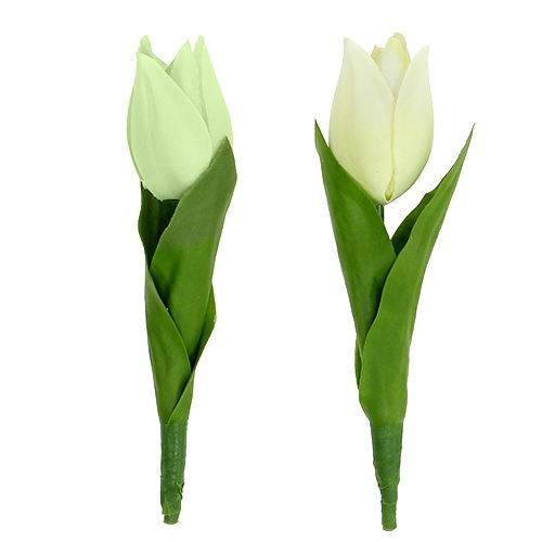 Floristik24 Jarní dekorace, umělé tulipány, hedvábné květiny, dekorativní tulipány zelené/krémové 12 kusů
