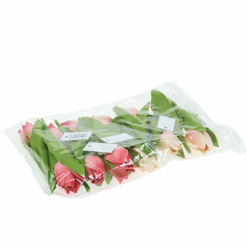 Floristik24 Tulipán mix umělé květy růžová meruňka 16cm 12ks