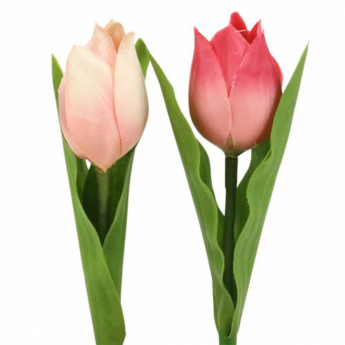 Floristik24 Tulipán mix umělé květy růžová meruňka 16cm 12ks
