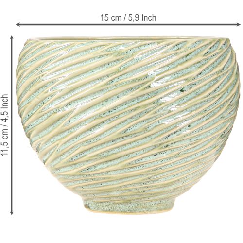 položky Květinová dekorativní miska keramická v zelené barvě Ø15cm H11cm 2ks