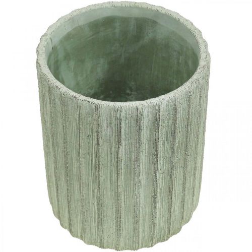 Floristik24 Květináč keramický zelený retro pruhovaný Ø13,5cm H17cm