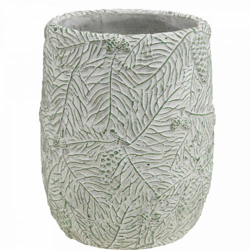 Floristik24 Květináč keramický zelená bílá šedá větve borovice Ø12cm H17,5cm