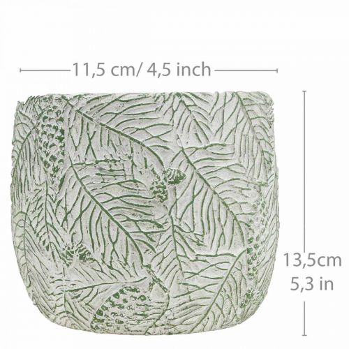 položky Květináč keramický zelená bílá šedá jedlové větve Ø13,5cm V13,5cm