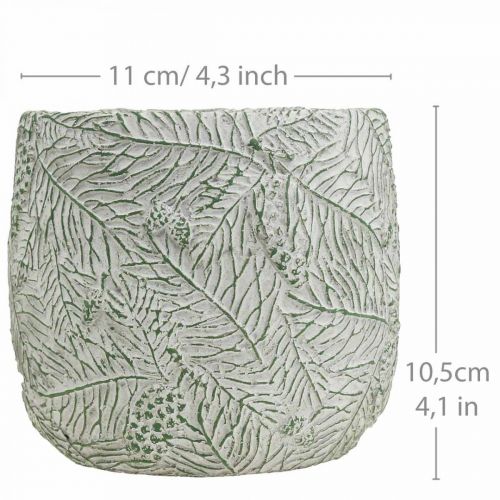položky Květináč keramický zelená bílá šedá jedlové větve Ø12,5cm V12cm