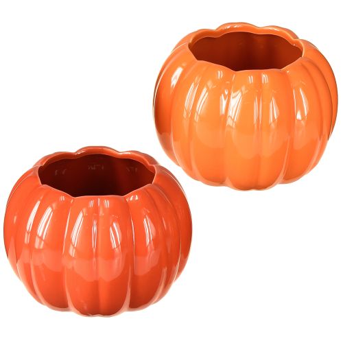 Floristik24 Keramický květináč dýňový oranžový, různé barvy Ø14cm V10cm 2 ks