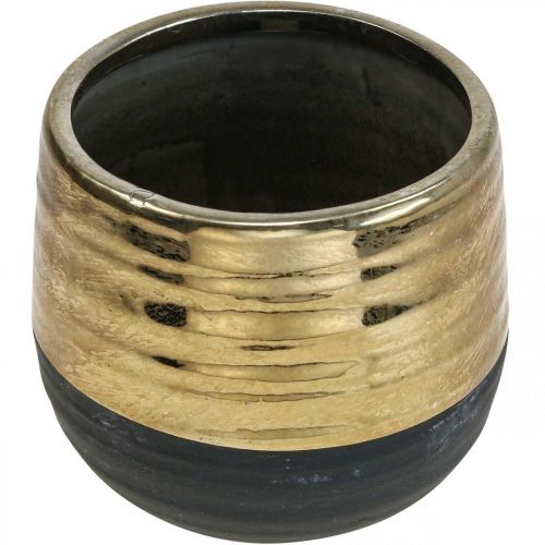 Floristik24 Květináč keramický černozlatý květináč Ø13cm V12,5cm