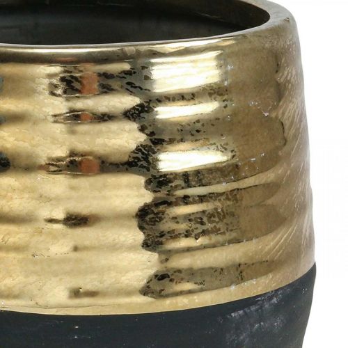 Floristik24 Květináč keramický černozlatý květináč Ø13cm V12,5cm