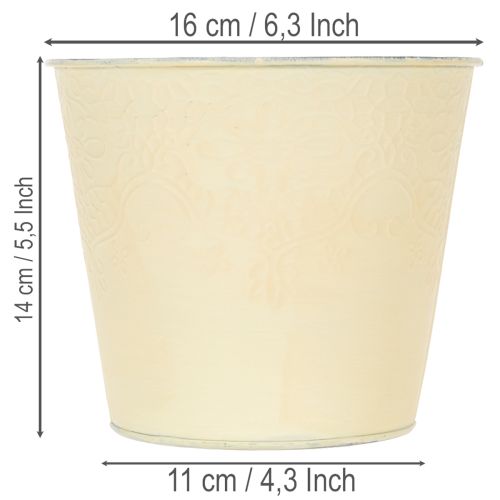 položky Kovový květináč, pastelově žlutý, Ø16 cm V14 cm