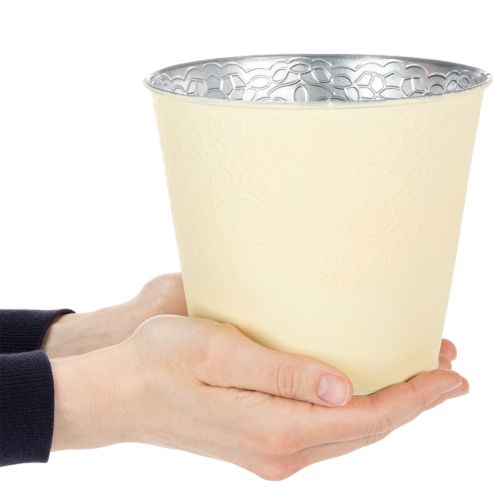 položky Kovový květináč, pastelově žlutý, Ø16 cm V14 cm