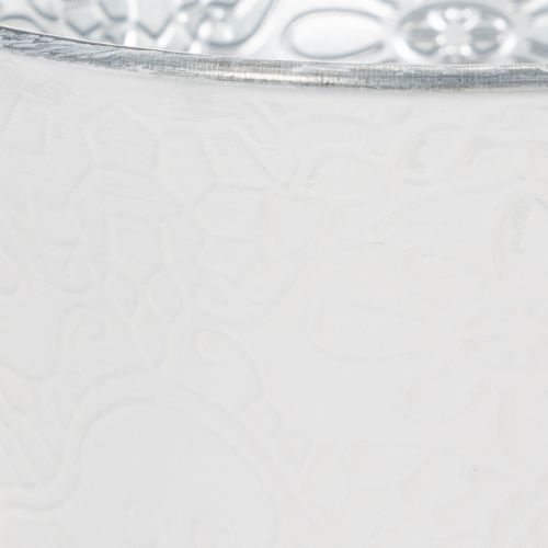 položky Kovový květináč, pastelově bílá, Ø16 cm V14 cm