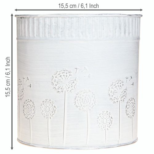 položky Květináč Pampelišky Kovový květináč Bílý Ø15,5cm V15,5cm