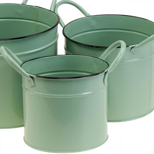položky Vintage plechový kbelík na květináče s rukojetí, sada 3 kusů