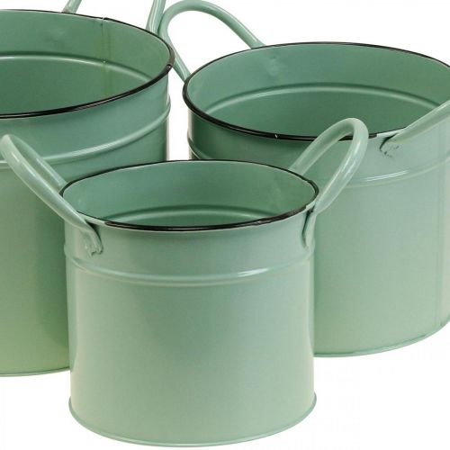 Floristik24 Vintage plechový kbelík na květináče s rukojetí, sada 3 kusů