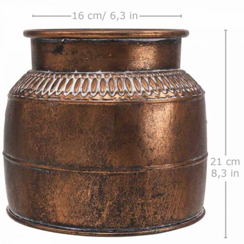 Floristik24 Květináč velký kovový měděný reliéfní dekorativní květináč Ø22cm V21cm