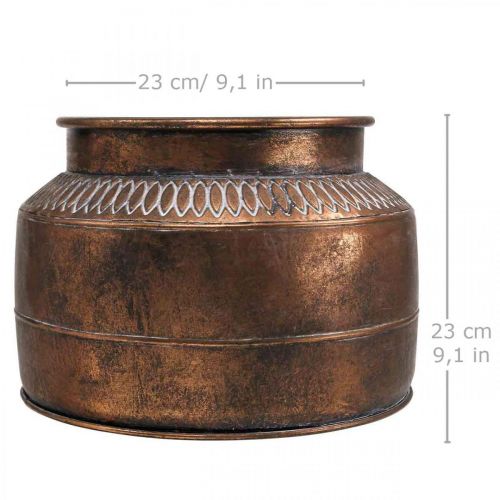 Floristik24 Květináč velký kovový měděný reliéfní dekorativní květináč Ø31,5cm V23cm