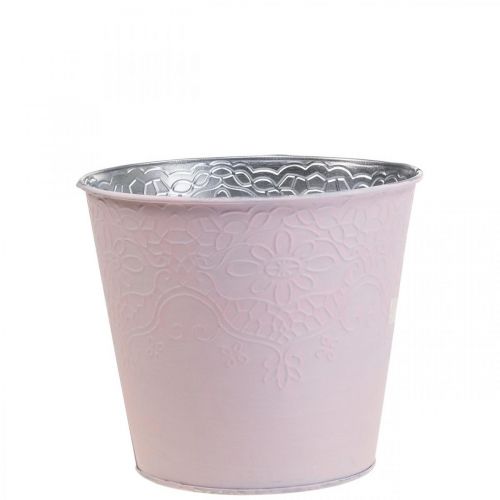 Květináč kovový květináč pastelově růžový Ø12cm