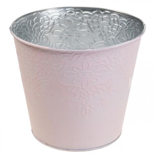Floristik24 Květináč kovový květináč pastelově růžový Ø16cm V14cm