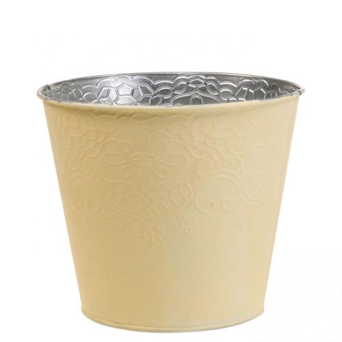 Květináč kovový květináč pastelově žlutý Ø16cm V14cm