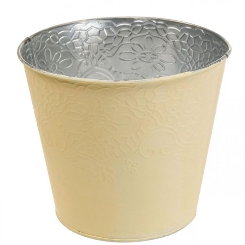 Floristik24 Květináč kovový květináč pastelově žlutý Ø12cm