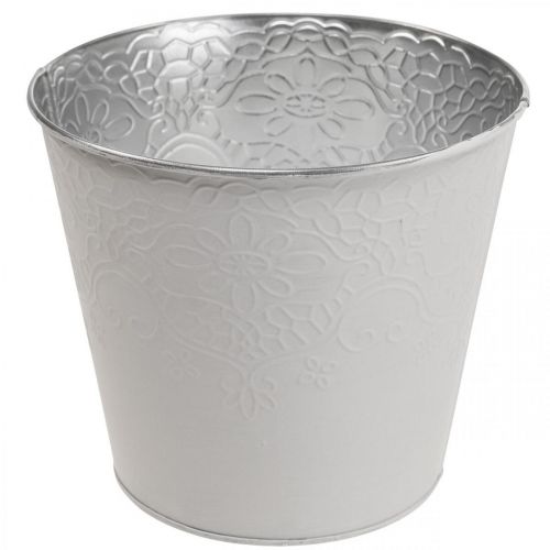 položky Květináč kovový květináč pastelově bílý Ø16cm H14cm
