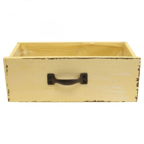 Floristik24 Cachepot zásuvka na rostliny truhlík na rostliny dřevo žlutá 25×13×9cm