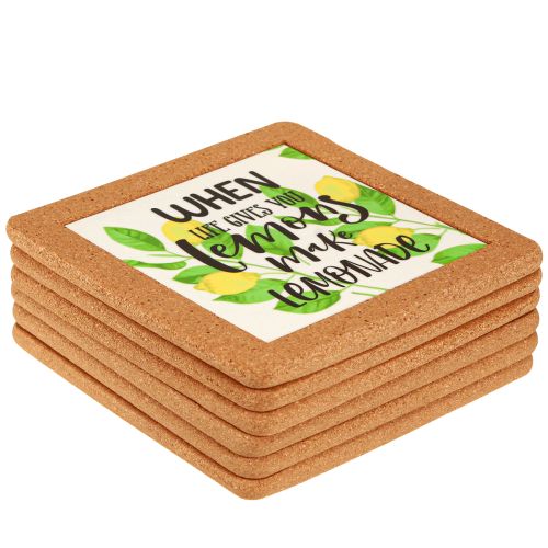 položky Podtácky Citrony Korkové Keramické Letní Různé 19,5 cm 6 ks