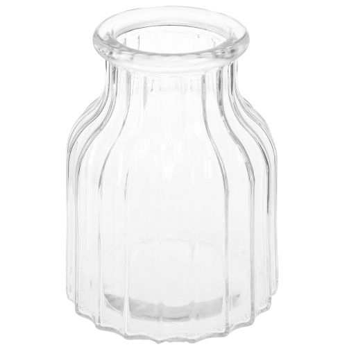 Váza skleněné drážky skleněná váza dekorativní sklo čiré Ø11cm V15cm 2ks