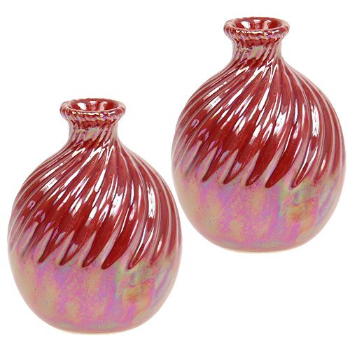 Floristik24 Váza, mini váza perleťová červená Ø7,5cm H10cm 6ks