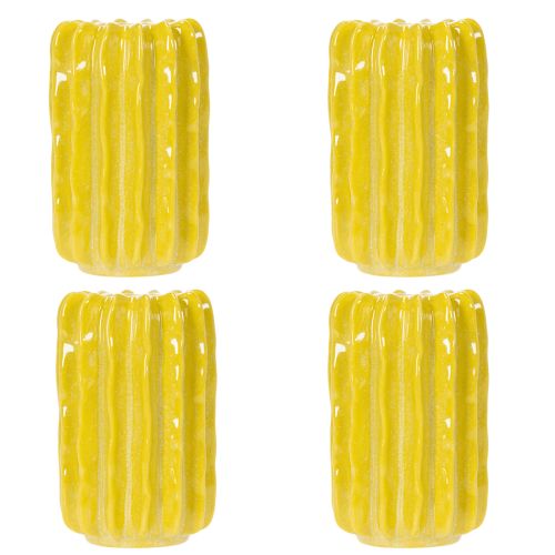 položky Keramická váza s kaktusem, design s drážkovanou strukturou pro moderní bydlení, 13 cm, 4 kusy