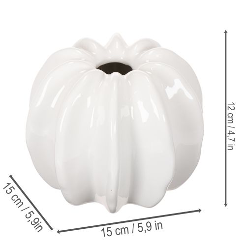 Keramická váza s motivem dýně, bílá, bytová dekorace, 15 cm | Floristik24.cz