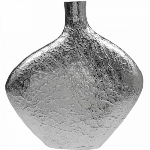 položky Dekorativní váza kovová tepaná váza na květiny stříbrná 33x8x36cm