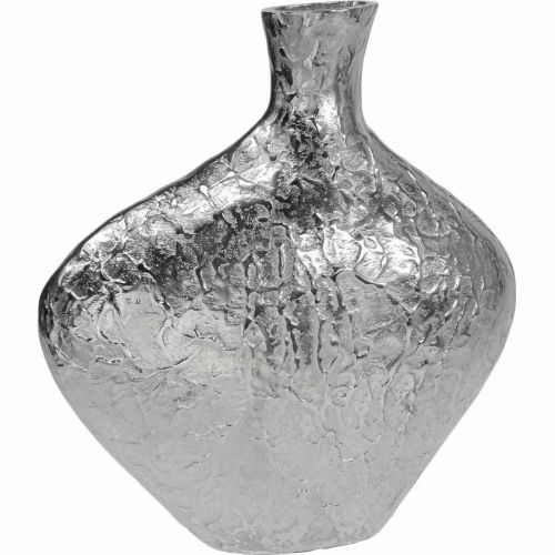 Dekorativní váza kovová tepaná váza na květiny stříbrná 24x8x27cm