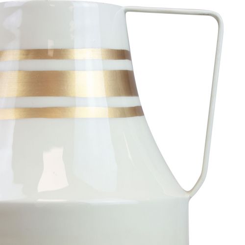 položky Váza kovová rukojeť ozdobný džbán šedá/krémová/zlatá Ø17cm V23cm