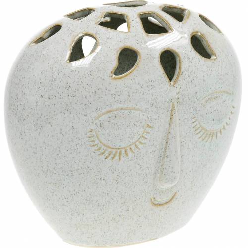 Floristik24 Váza s krémem na obličej, béžová H18cm kameninový vzhled 1ks