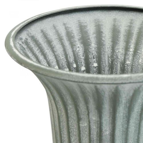 Floristik24 Dekorativní váza vintage šálek váza pohárek váza šedá V21,5cm Ø15cm