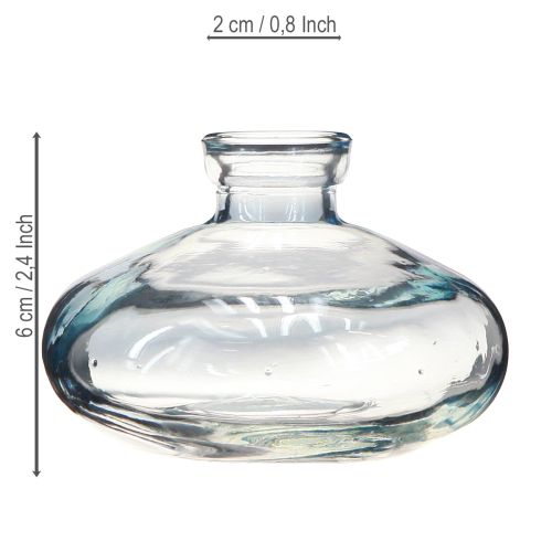 položky Vázy baňaté ploché skleněné dekorativní vázy modré Ø9cm V6cm 6 ks