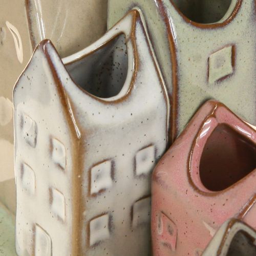 položky Sada mini váz, barevné domečky na dekoraci stolu, 14 cm